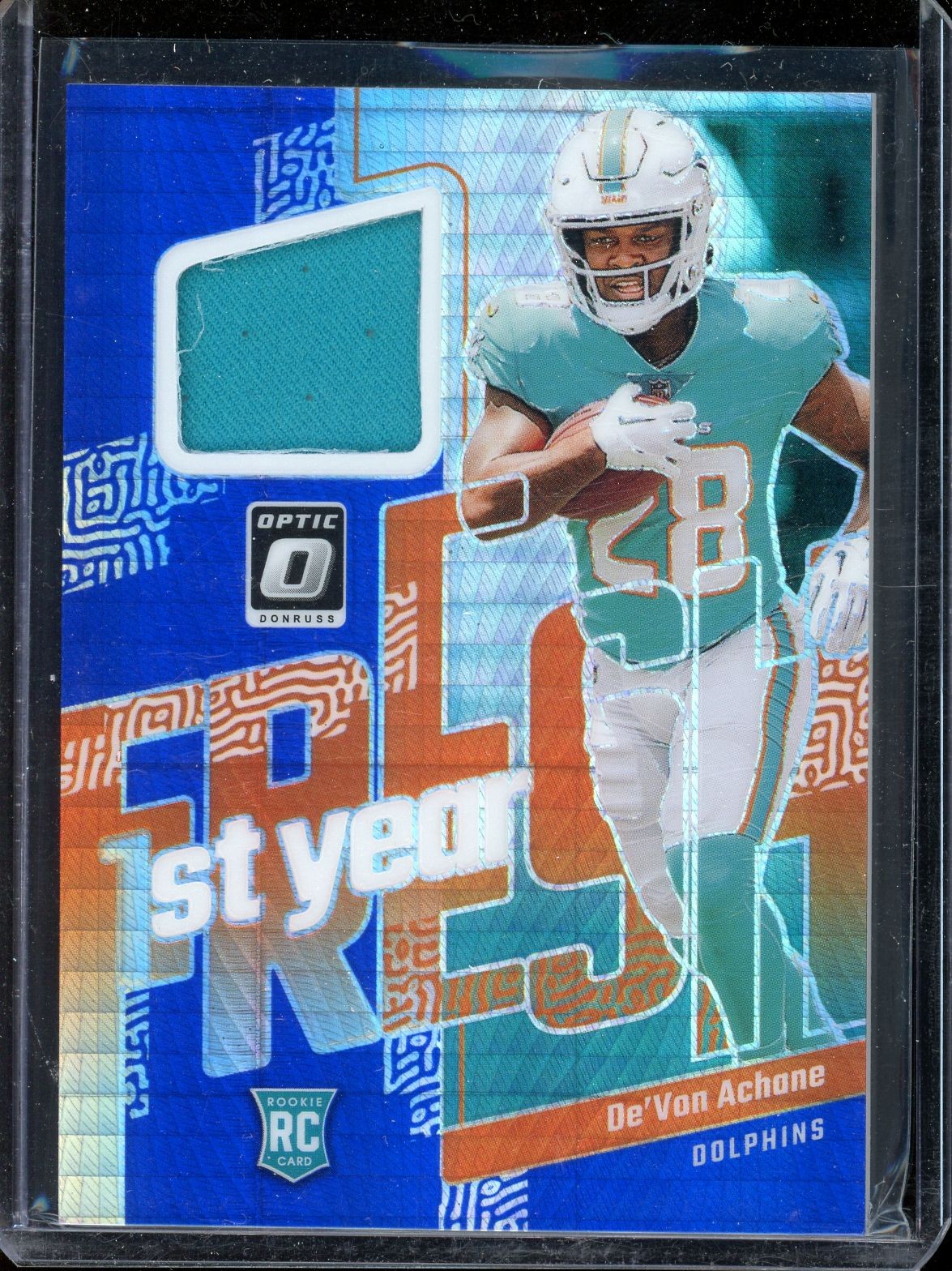 2023 Donruss Optic De'Von Achane 1st Year Fresh Blue Hyper