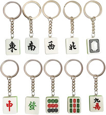 10 Pieces Resin Mahjong Key Chains Women Birthday Party Adorable Keychain Pack,