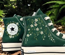Custom Lily Embroidered Converse Chuck Taylor Wedding Sneakers