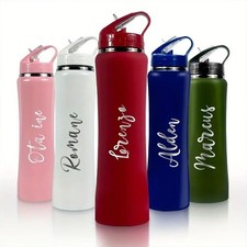 Personalized Stainless Steel Water Bottle Custom Name Sports Gym Travel Flask