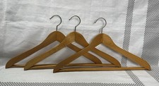 3 VTG natural wood suit hangers w/chrome swivel hooks and pant bars-W Germany
