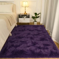 Rugs for Bedroom 4x5.3 Feet Purple Area Rug for Living Room Super Soft Shaggy...