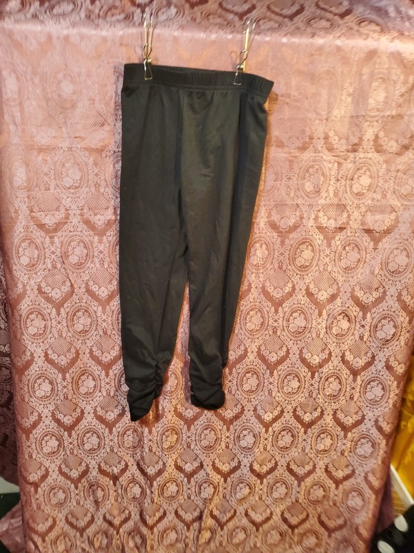 Black Ankle Leggings Girls Size 6X Solid Blended Fabric 26in Inseam