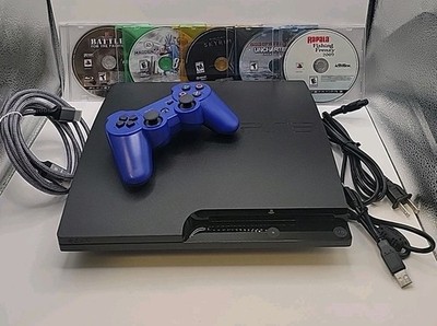 Sony PS3 PlayStation 3 Slim 320GB Bundle Black Console/Games/Controller/Cables 