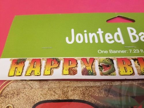 (2) Dinosaur T-Rex Jointed Happy Birthday Banners 7 Foot Long - Picture 6 of 12