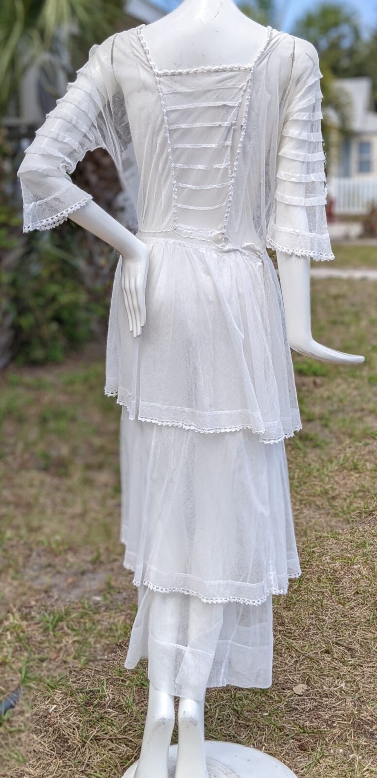 EDWARDIAN TEENS WHITE NET SUMMER DRESS W TIERED S… - image 6