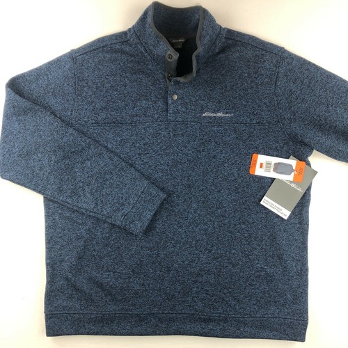 NEW EDDIE BAUER Sweater Men's 2XL Radiator Fleece Snap Mock Neck Pullover Blue | eBay