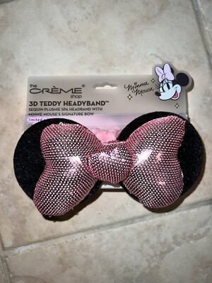Ltd Ed DISNEY The Creme Shop x Minnie Mouse 3D Teddy Spa Headband w/ Sequin Bow