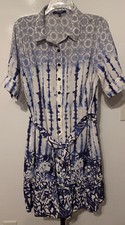 Peter Som DesigNation Blue Dye Shirt Dress Sz 12 Belted