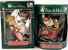 Trim A Home Collectible Christmas Ornaments Santa in Car & Puppy Dog- Set of 2