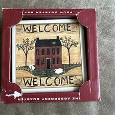 ABSORBASTONE CERAMIC COASTER SET Welcome 
