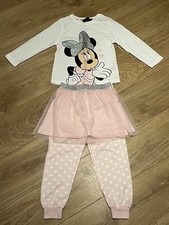 Pigiama tutù manica lunga Disney Minnie Mouse set 3-4 anni nuovo