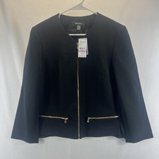 Nine West NWT Women's Black Full Zip Long Sleeve Pocketed Blazer Size 6