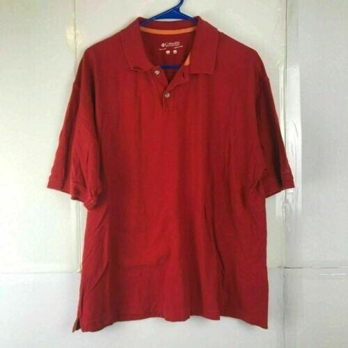Columbia Mens Red Short Sleeve Polo Shirt Medium