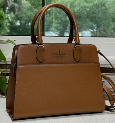 KATE SPADE MADISON MEDIUM SATCHEL SHOULDER BAG ZIP TOTE CLAY BROWN