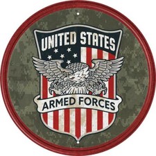 United States Armed Forces 11.5" Metal Sign Round Made In The USA