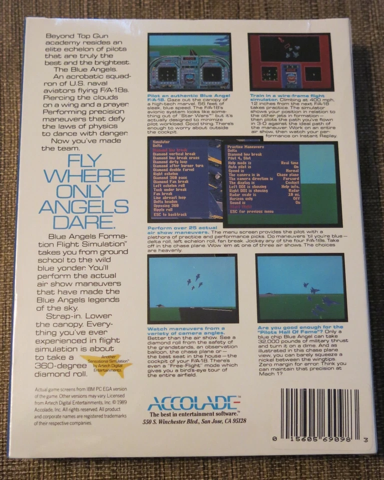 Blue Angels Formation Flight Simulation Accolade Amiga Big Box IBM PC EGA 1989 - Image 2 of 2
