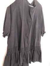 Free People Dress Medium New Black Knee Length Heavy Cotton Open Back Oversized