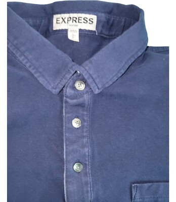 Express Men's Short Sleeve Polo Shirt Light Blue Fitted- Size Large | eBay