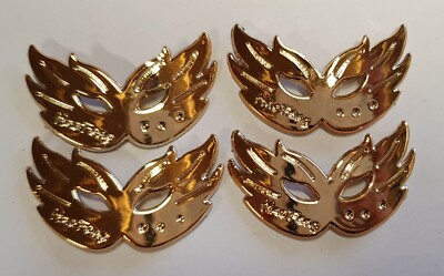 10x Kunststoff Gold Ton Maskerade Venezianische Masken Charms Handwerk Kleidung UK Verkäufer