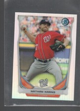 NATHAN KARNS 2014 BOWMAN CHROME MINI REFRACTOR CARD #BM-WN4