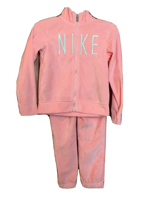 Nike Girls 2 Piece Set Pink Velour Full 