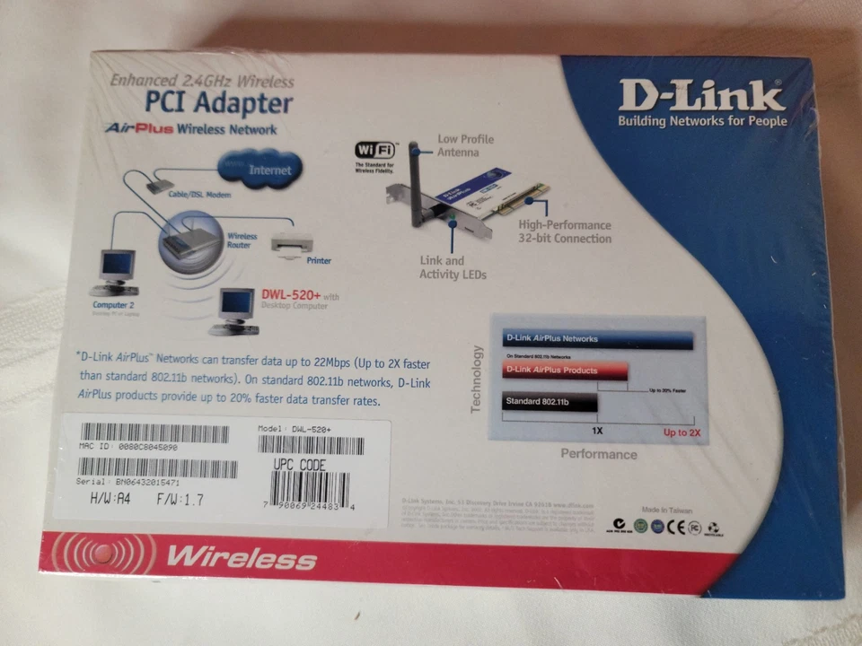 NEW D-Link Air Wireless Network DWL-520 Wireless PCI Adapter 802.11b SEALED - Image 3 of 4