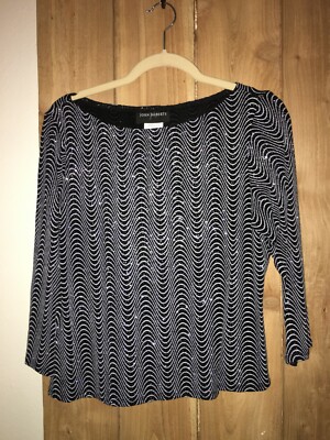 John Roberts Womens Black & Silver Top w Sparkle Size 14