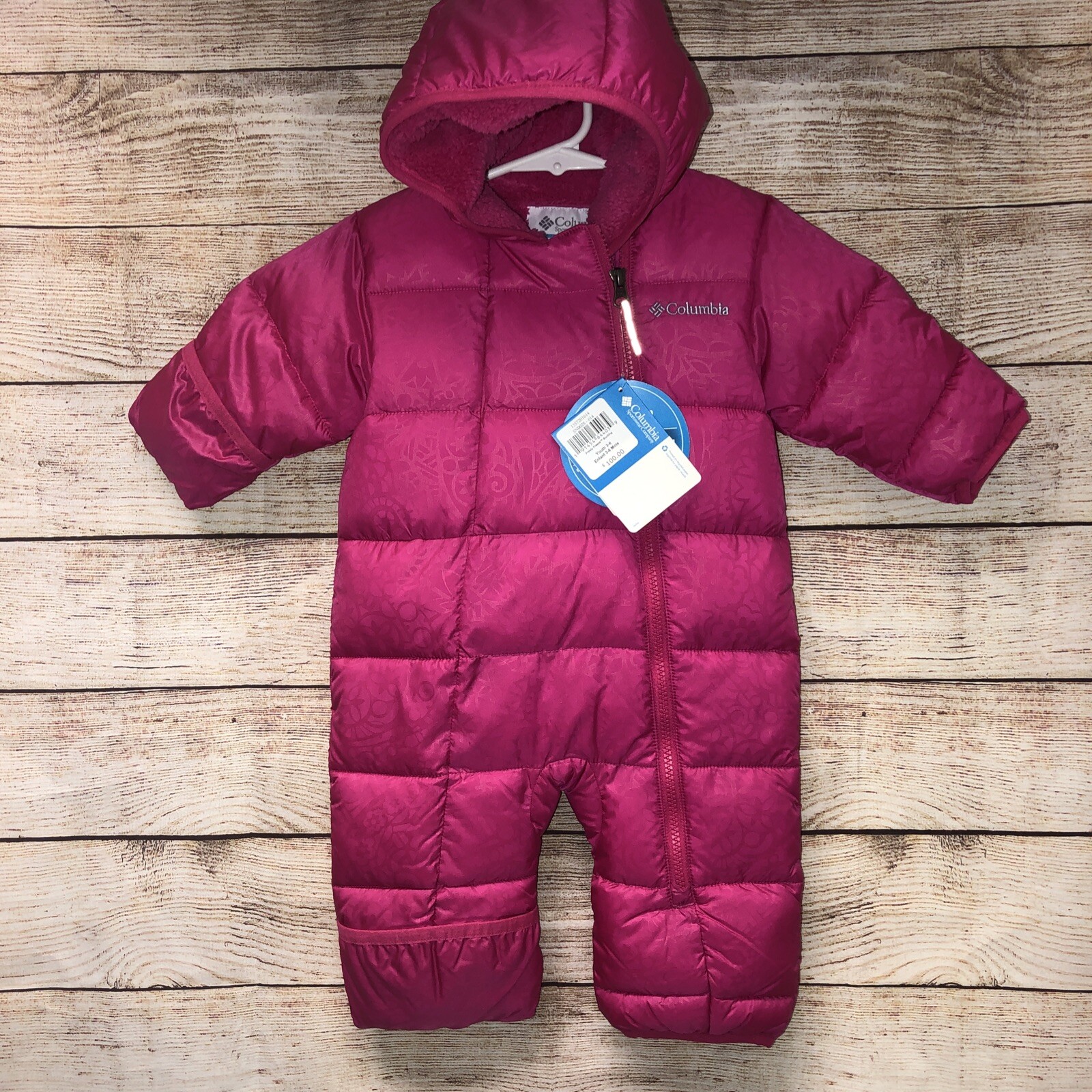 Columbia 3-6 Months Hot Pink Baby Down Insulated One piece S