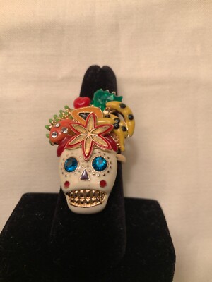 Betsey Johnson Rio Skull Ring Size 7