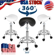 360° Adjustable Rotation Saddle Stool Ha Ha Feet PU Leather Bar Stool W/5 caster