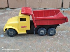 VINTAGE DUMP TRUCK HADJI TIN TOY METAL MADE IN JAPAN FRICTION POWERED