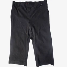 Rekucci Womens Black Capris Career Pants 14P Stretch Flat Front Midrise Straight