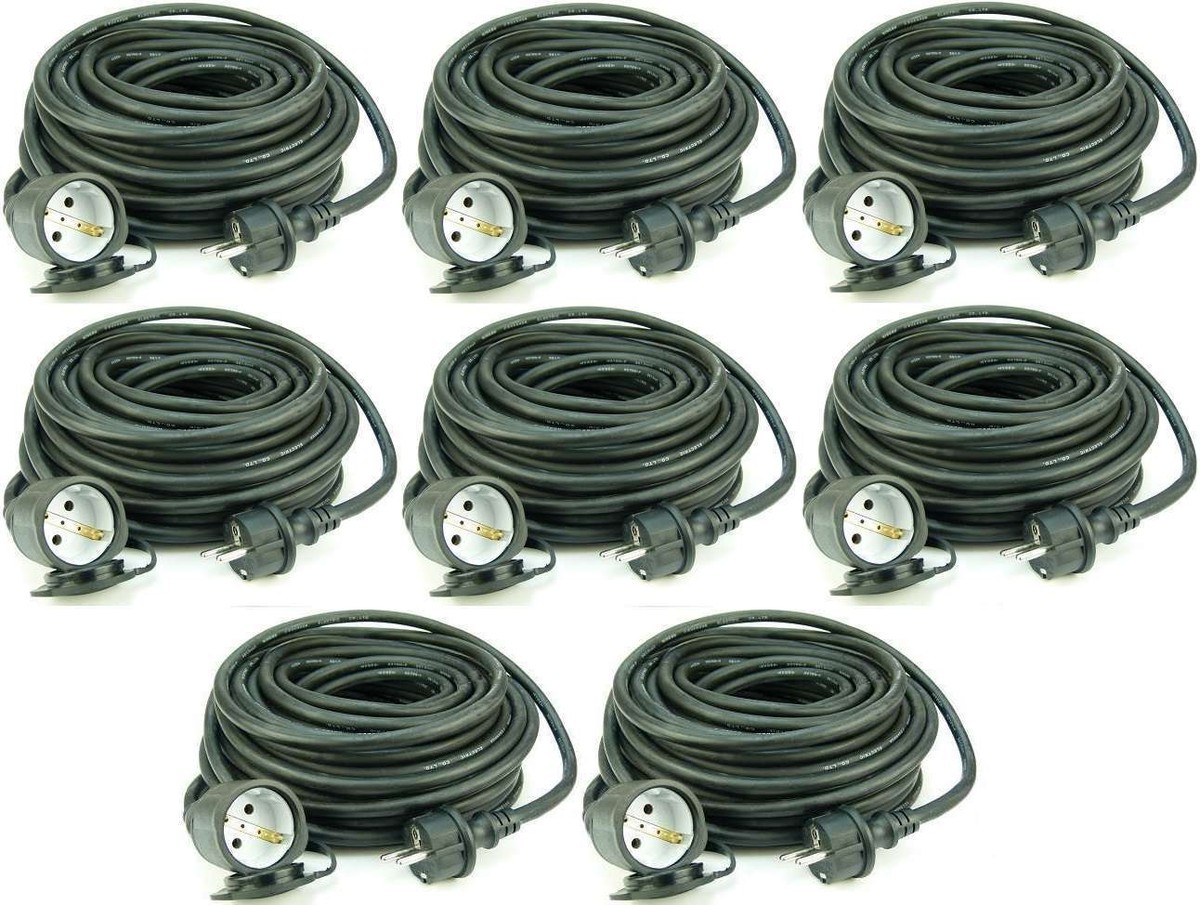 2x 25 m Schuko Gummikabel 3x1,5mm² H07RN-F für Aussen IP44 Verlängerungskabel eB