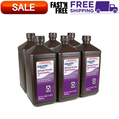 #ad 6 Pack Equate 3% Hydrogen Peroxide Antiseptic Liquid 32 fl oz Free Shipping $9.49