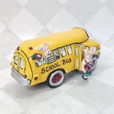 Blue Sky Clayworks Yellow School Bus w/ Pigs Heather Goldminc 2002