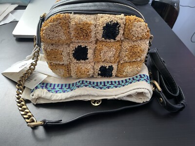 Small Kira Chevron Raffia Camera Bag in blue, size OS