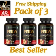Organic Maca Root | 60 Pills | Peruvian Maca Extract for Men & Women Pack of 3