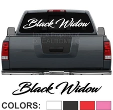Black Widow Script Windshield Decal Sticker diesel turbo truck car spider 45 x 7