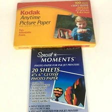 Lot Of 2 Packs Of 4'' X 6'' Glossy Photo Paper Special Moments & Kodak No Exp Dt