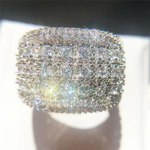Women 925 Silver Filled Wedding Rings Cubic Zircon Engagement Jewelry Sz 6-10 - Picture 26 of 34