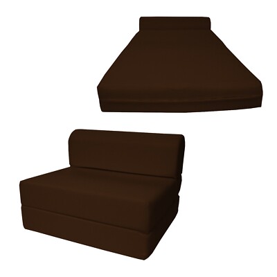 Brown Sleeper Chair Folding Foam Beds, Portable Studio Guest Bed 6 x 48 x 72