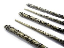 Metal Hair Sticks with Vine, Antique Bronze with Loop, 5" Long, Set of 2