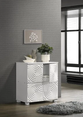 ESSENTIALS White Sideboard Storage Cabinet Unit with 4 Doors Modern Pattern