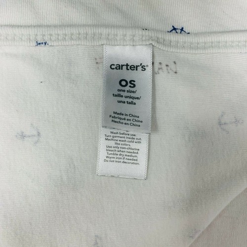 Carters White Baby Blanket Anchor Boat Ship Wheel Seagull Stretch Jersey Knit - Picture 5 of 7
