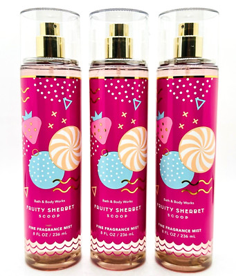 3-Pack Bath & Body Works FRUITY SHERBET SCOOP Fine Fragrance Mist Spray 8 fl.oz