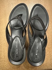 Nine West Size 7.5 Medium Black Heel Evening Dress Shoes 3.5" Heel