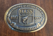 Bass Anglers Sportsman Society 25th Anniversary Brass Belt Buckle 1967-1992 