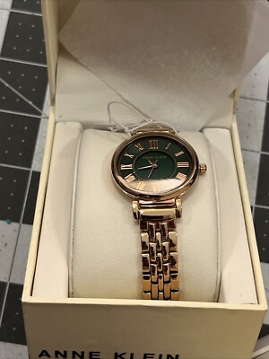 Anne Klein Golden Stainless Steel Bracelet Green Dial Women's