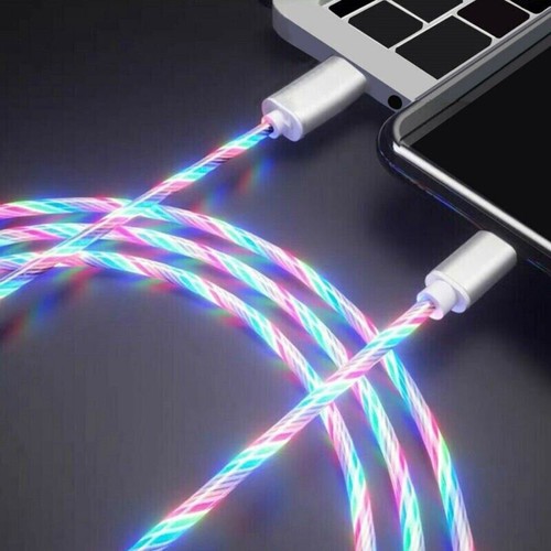 For Charger Data Type-C iPhone USB Sync LED Flowing Light Up Cable Charging Cord - Photo 13 sur 16